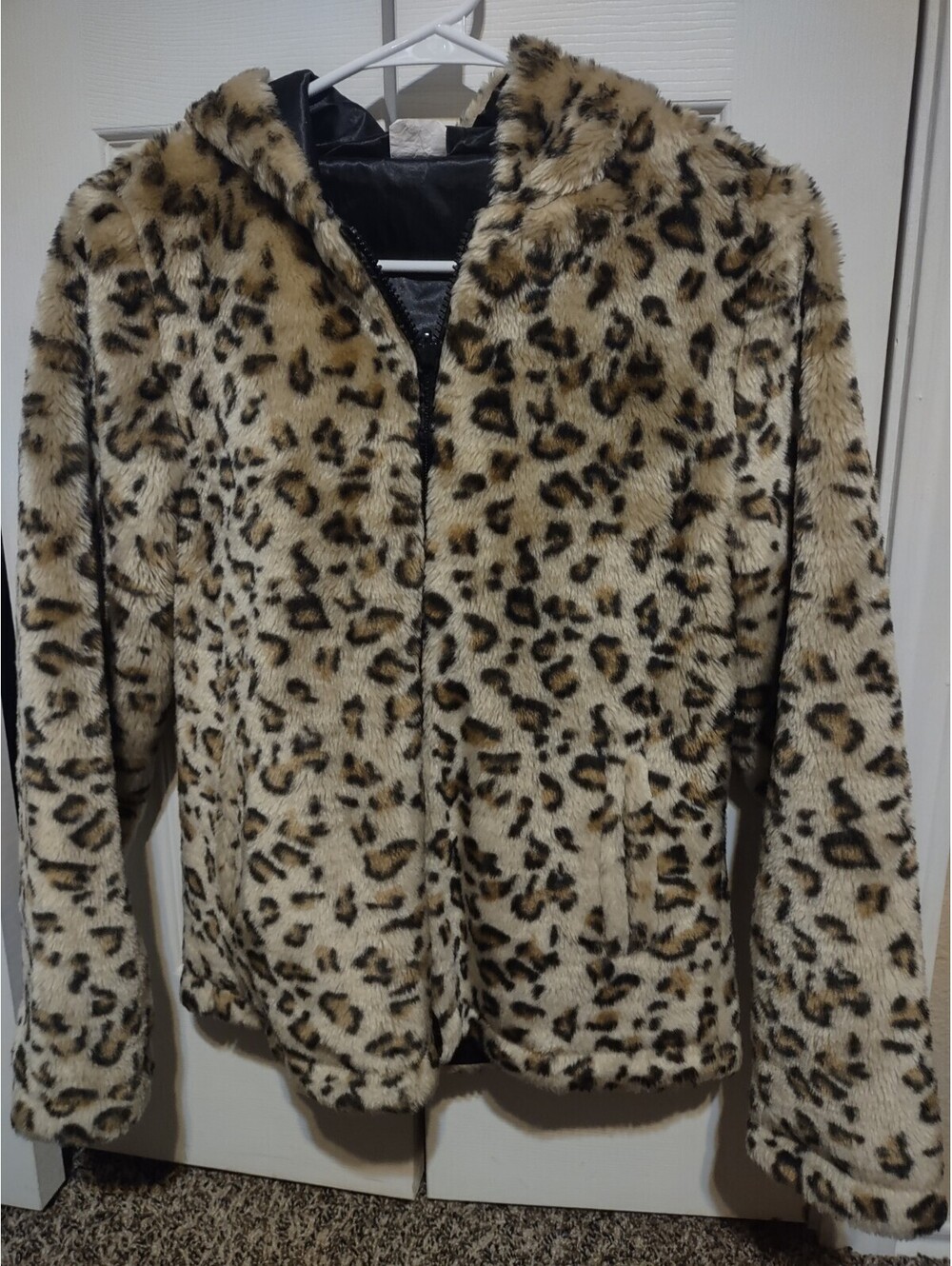 Girls Cheetah Faux Fur Jacket Size 14-16